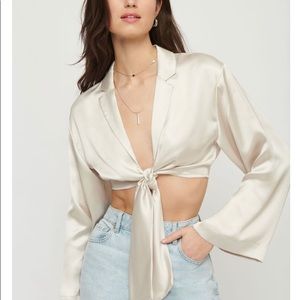 Dynamite tie front satin crop top